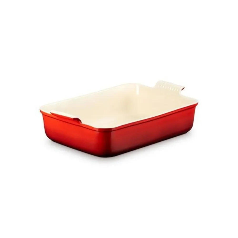 Le Creuset Stoneware Heritage Deep Rectangular Lasagna Dish 6.75qt Cerise NEW